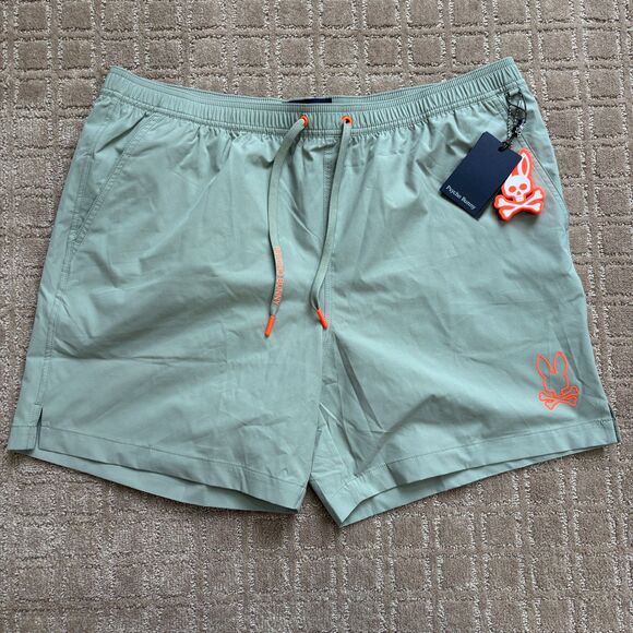 Psycho Bunny Parker Hydrochromic Swim Trunks Mens XXL Lined Seagrass Pull On NWT - Picture 1 of 9